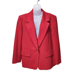 VTG Pendleton Women 12 Blazer Red Virgin Wool Single Button 90s Y2K Jacket USA L
